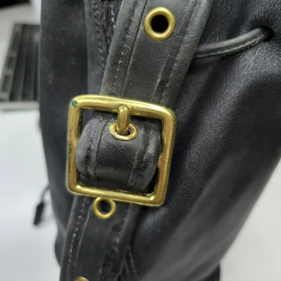 Vintage 90s Coach Lula's Legacy Black Leather Drawstring Bucket Bag [As Is] - Picture 3 of 7